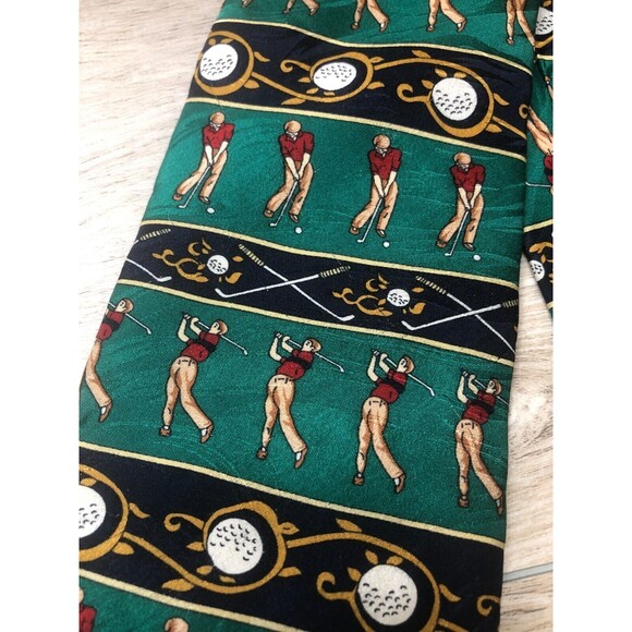 Crooks & Creed Men's Handmade Golf Print 100% Silk Tie - Picture 2 of 5